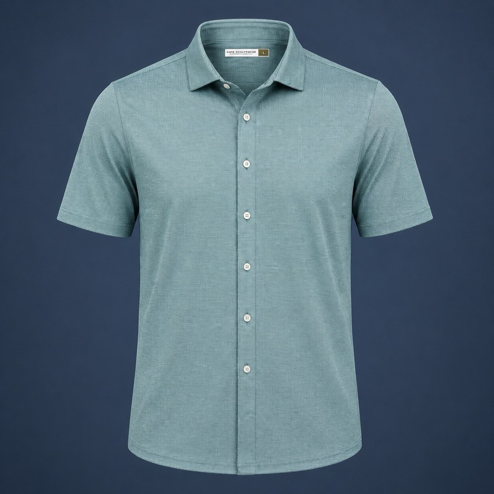 Hart Schaffner Marx Luxury Performance Polo Men's Sz L Gray AOP Short Sleeve NWT